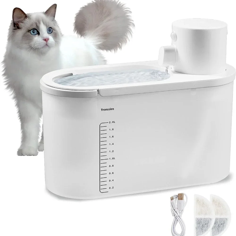 Battery Operated Cat Water Fountain Ultra-Quiet Automatic LED